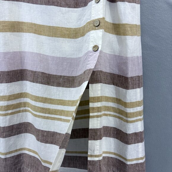 Rachel‎ Zoe Size XL 100% Linen Pastel Striped Button Front Midi Wrap Skirt - Picture 4 of 9